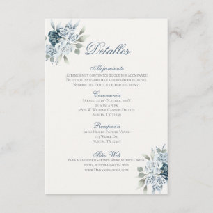 Spanska Blue Bröllop Detalles de la Boda Tilläggskort