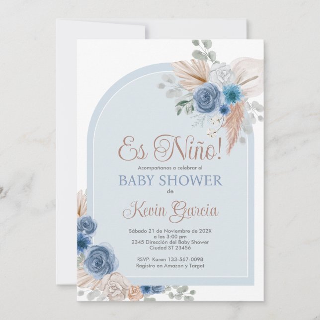 Spanska Boho Baby Shower Boy Inbjudningar (Framsida)