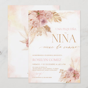 Spanska Boho Baby Shower Inbjudan Pampas Grass The
