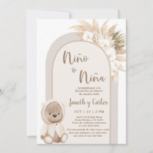 Spanska Boho bär Gender Reveal Inbjudningar
