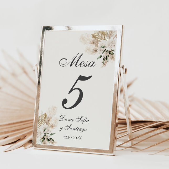 Spanska Boho Bröllop Bordsnummer (Spanish Wedding Table Number)