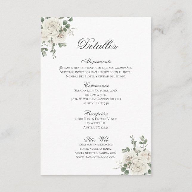 Spanska Boho Bröllop Detalles de la Boda Tilläggskort (Framsida)