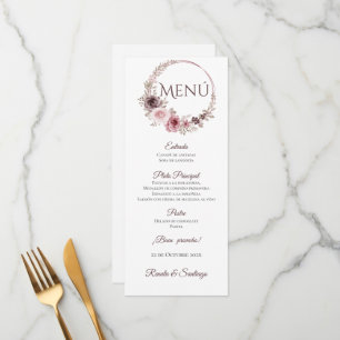 Spanska Boho Bröllop Menu Meny