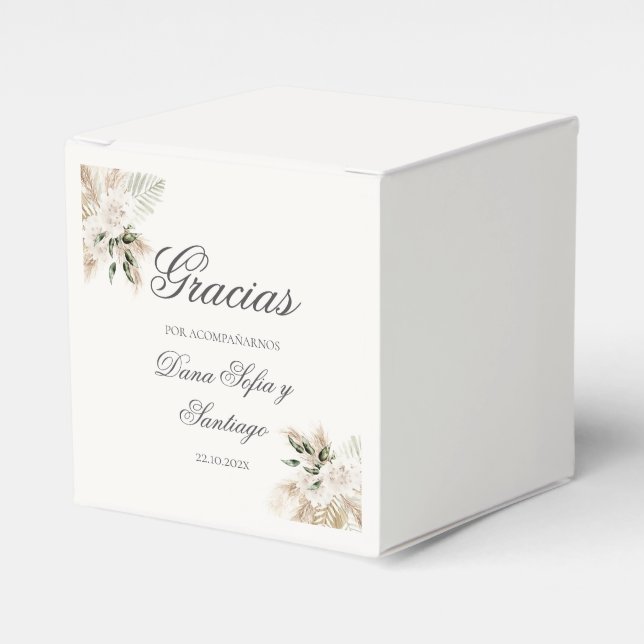 Spanska Boho Bröllop Presentaskar (Framsidan Sidan)