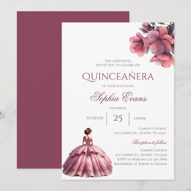 Spanska Boho Quinceanera Inbjudningar (Fram/baksida)