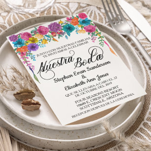 Spanska Bröllop Bright Fiesta Flower Nuestra Boda Inbjudningar