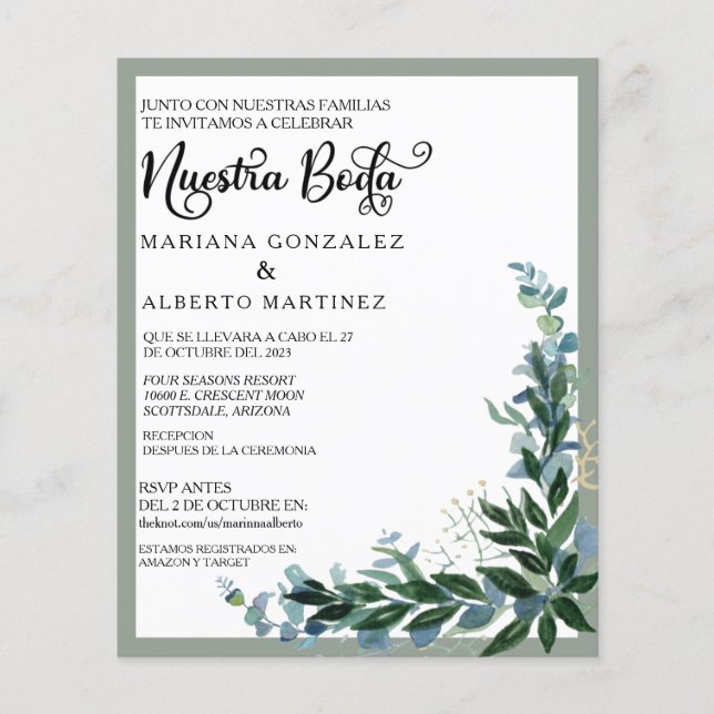 Spanska Bröllop Nuestra Boda OSA Eucalyptus (Framsida)