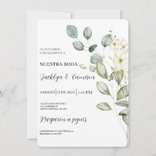 Spanska bröllopsinbjudan Eucalyptus Inbjudningar