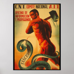 SPANSKA CIVIL KRIG ANTI-FACISM PROPAGANDA POSTER