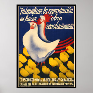Spanska civila Krig-kycklingar Poster propoganda