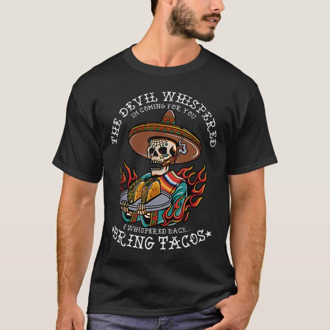 Spanska Comida med Tachos Djävulen T Shirt (Framsida)