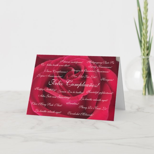 Spanska: Cumpleanos rosa roja / födelsedag Kort (Framsida)