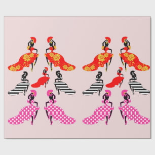 Spanska Dam Flamenco Dancers Silhouette Art Presentpapper