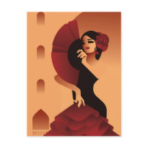 Spanska Dam med fläkt och ro i hår