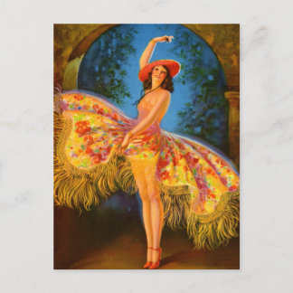 Spanska dansare Vintage Pin Up Girl Art-vykort Vykort