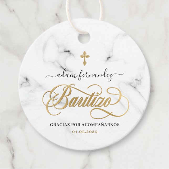 Spanska De Bautizo Gracias Guld Gåvor Etiketter (Framsida)