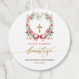 Spanska De Bautizo Gracias Guld & Rosa Gåvor Etiketter