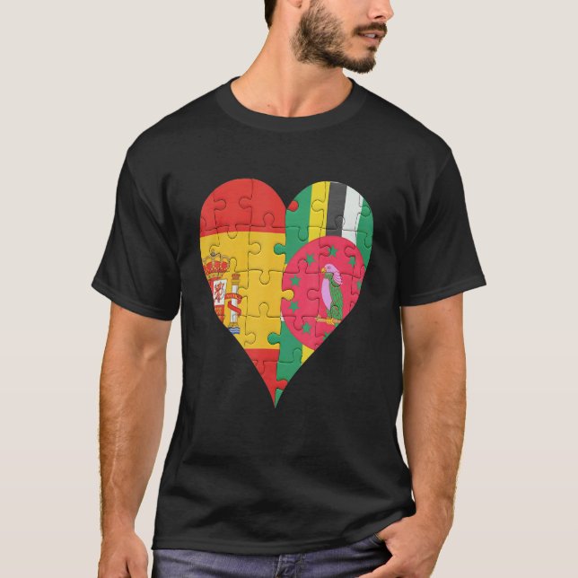 Spanska Dominican Flagga Heart T Shirt (Framsida)