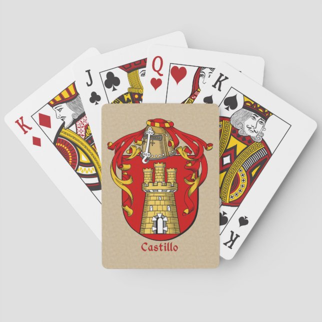Spanska efternamnet Castillo Shield och Mantle Casinokort (Baksidan)