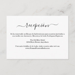 Spanska Elegante Bianco Y Negro Boda Information Tilläggskort
