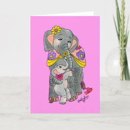Spanska Elephant Mor och Dotter Mor dag Meddelande