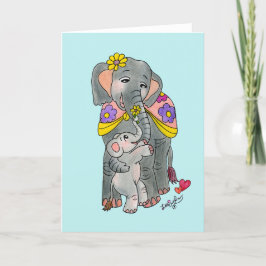 Spanska Elephant Mor och Son Mor's Day Card Meddelande