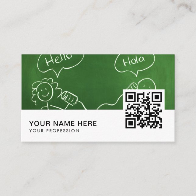 Spanska engelska Translator QR-kod Visitkort (Framsida)