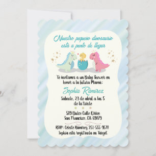 Spanska/Español Baby Shower Dinosaurs Watercolor Inbjudningar