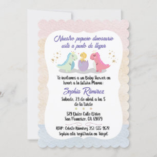 Spanska/Español Baby Shower Dinosaurs Watercolor Inbjudningar