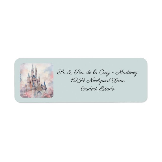 Spanska Fairy Tale Newlyered Returetiketters Returadress Etikett (Framsidan)