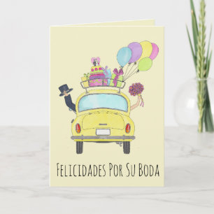 Spanska Felicidades Bröllopsdag Fiat 500 Kort