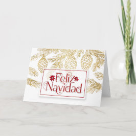 Spanska Feliz Navidad jul Golden Botanical Helgkort