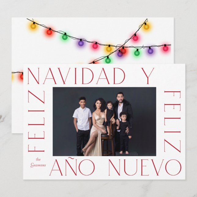 Spanska Feliz Navidad Ljus Photo Julkort (Fram/baksida)