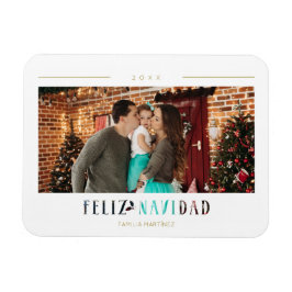 Spanska Feliz Navidad Modern Typography Photo Magnet