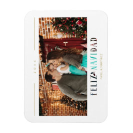 Spanska Feliz Navidad Modern Typography Photo Magnet