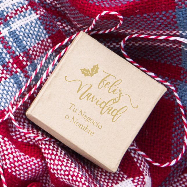 Spanska Feliz Navidad Quote Typography & Holly Stämpel (Skapare uppladdad)