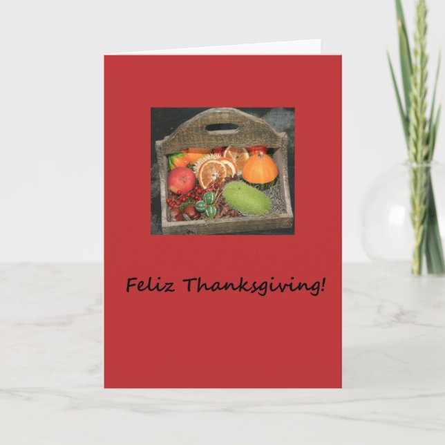 Spanska feliz thanksgiving höstfrukter helgkort (Framsida)