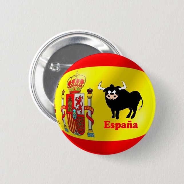 Spanska Flagga Black Bull Knapp (Framsida & baksida)