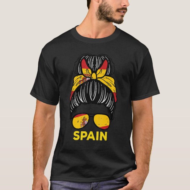 Spanska Flagga (Hairbun Football Soccer Fa) T Shirt (Framsida)