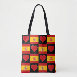Spanska Flagga Heart Mönster Patriotic Spain Pride Tygkasse