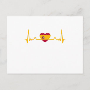Spanska Flagga Heartslag España Heart Gift Vykort