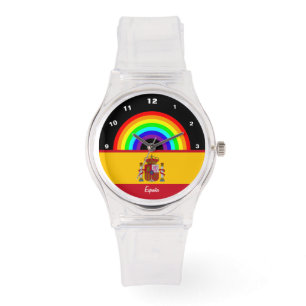 Spanska Flagga, kärlek España, Spanien, regnbåge Armbandsur