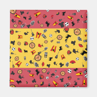 Spanska Flagga med berömdar i Spanien Magnet