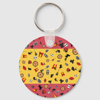 Spanska Flagga med berömdar i Spanien Nyckelring