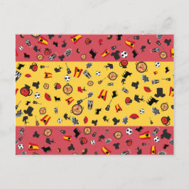 Spanska Flagga med berömdar i Spanien Vykort