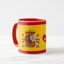 Spanska flagga med rött hjärta - kaffe/sportfantas mugg