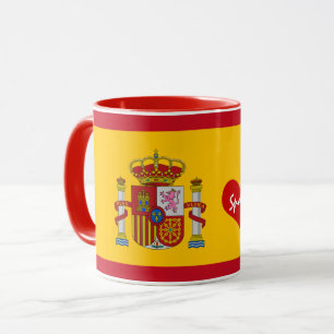 Spanska flagga med rött hjärta - kaffe/sportfantas mugg