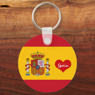Spanska flagga med rött hjärta, Kärlek Spanien/spo Nyckelring