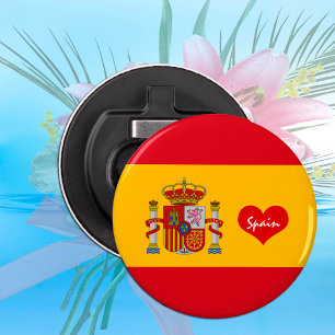 Spanska flagga med rött hjärta - mode/sportfantast flasköppnare