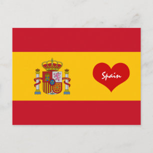 Spanska flagga med rött hjärta - Spanien/Europa Vykort